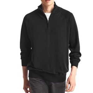 Black  Gap quarter-zip sweater with a striped inner collar. L